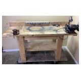 WORKTABLE w GRINDER, VISE & POWER STRIP