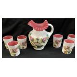 VTG. FENTON MOSS ROSE PITCHER MADE FOR L.G.