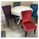 DISTRESSED STYLE TABLE & 4 CHAIRS, PURPLE, G
