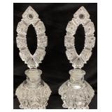 PAIR OF CLEAR CUT GLASS PERFUME BOTTLES, 7