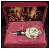 DECORATED GLASS BOTTLE STOPPER w BOX