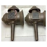 PAIR OF ANTIQUE BRASS CARRIAGE LAMPS