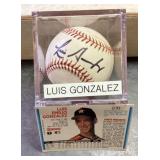 LUIS GONZALES AUTOGRAPHED BASEBALL & CARD