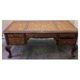 LARGE ORNATE WOOD CARVED EXECUTIVE DESK
