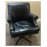 BLACK LEATHER SWIVEL DESK CHAIR
