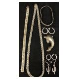 STERLING SILVER JEWELRY, BRACELETS, NECKLACE,
