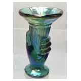 FENTON ART GLASS EMERALD IRIDESCENT BUD VASE, 5in