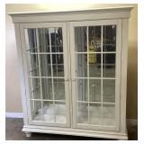 WHITE WINDOWPANE GLASS 2 DOOR CABINET