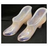 PAIR OF FENTON PINK OPALESCENT SLIPPERS