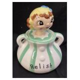 MID CENTURY PIXIEWARE RELISH JAR w TOP