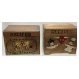 (2) VTG. HAND PAINTED WOOD JAPANESE RECIPE BOXES