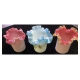(3) ANTIQUE WEBB GLASS TOOTHPICK HOLDERS, CIRCA
