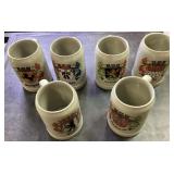 (6) GERMAN CITY STEINS, STAMPED WEST GERMANY,