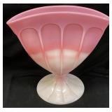 FENTON ROSALENE PINK PANELED FAN VASE, 6.5in H