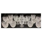 4 WATERFORD MARKED GLASSES & 12 MATCHING TUMBLERS
