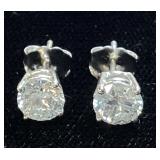 14KT WHITE GOLD DIAMOND STUD EARRINGS, 1.26cts