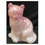 1989 FENTON PINK ROSALENE CAT FIGURINE, SAMPLE RM
