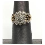 14KYG 3.8G DIAMOND TABLETOP CLUSTER RING SIZE 4.5