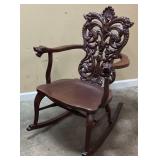 ANTIQUE STICKLEY & BRANDT MAHOGANY HAND CARVED