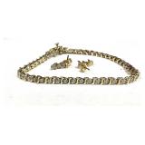 14KYG 8.3G X&O DIAMOND TENNIS BRACELET W/EARRINGS