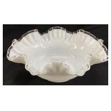 FENTON SILVER CREST MILK GLASS CENTERPIECE BOWL