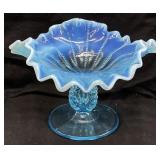 1910 DUGAN BLUE OPALESCENT OPEN OPAL BEADED PANEL