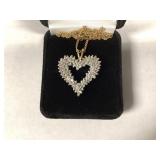 14KYG 7.4G DIAMOND HEART CLUSTER W/20ï¿½ CHAIN