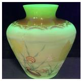 1992 FENTON SEASCAPE BURMESE URANIUM VASE,