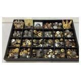 ASSORTED VTG. BUTTONS & PINS, MILITARY, KNIGHTS