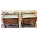 PAIR OF VTG. BURL WOOD ITALIAN BEDSIDE