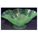 1929 FENTON URANIUM STRETCH GLASS PEDESTAL BOWL
