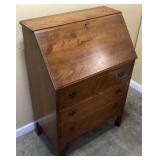 VTG. SLANT FRONT SECRETARY DESK w KEY