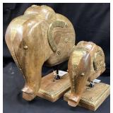 (2) PIER 1 IMPORTS WOOD ELEPHANT FIGURINES
