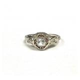 18KWG. ART DECO MINERS CUT DIAMOND RING SZ.8