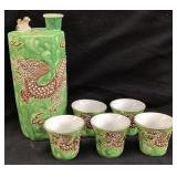 OCCUPIED JAPAN 6 PIECE CHIKUSA PORCELAIN SAKI