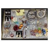 ASSORTED COSTUME BRACELETS, PINS, EARRINGS, RINGS