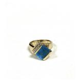 14KYG 8.2GRAM TOPAZ W/DIAMOND ACCENT RING SZ.5