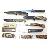 10 ASSORTED POCKET KNIVES, BUCK, STILETTO,