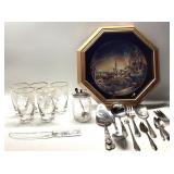 SUGAR JAR WITH STERLING LID, GILDED DISHWARE LOT