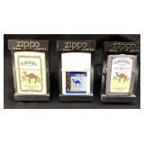 (3) ZIPPO RJR CAMEL WHITE, TURKISH BLEND & CAMEL