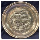 CIRCA 1910 PRESSED BRASS SAILING SHIP WALL