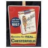 VTG. CHESTERFIELD CIGARETTES METAL ADVERTISING