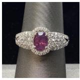 PLATINUM SAPPHIRE & DIAMOND RING, SIZE 7, RARE