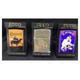 (3) ZIPPO, 1995 DESERT CAMEL, PIANO JOE & JOE