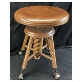 VTG. BARLEY TWIST, BALL & CLAW PIANO STOOL