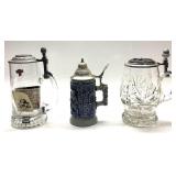 3PC BEER STEINS WITH PEWTER LIDS