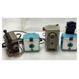 (4) VTG. CAMERAS, REVERE 8 MODEL 70 FILM CAMERA,
