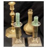 CANDLESTICK HOLDERS & VASE