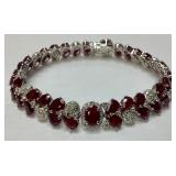 PLATINUM RUBY & DIAMOND BRACELET, G.I.A. CERTIFIED