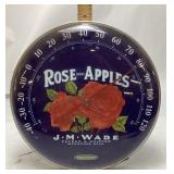 ROSE BRAND APPLES METAL ADVERTISING THERMOMETER